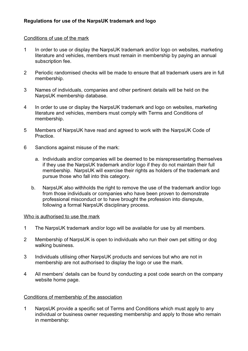 Regulations for Use of the Narpsuk Trademark and Logo