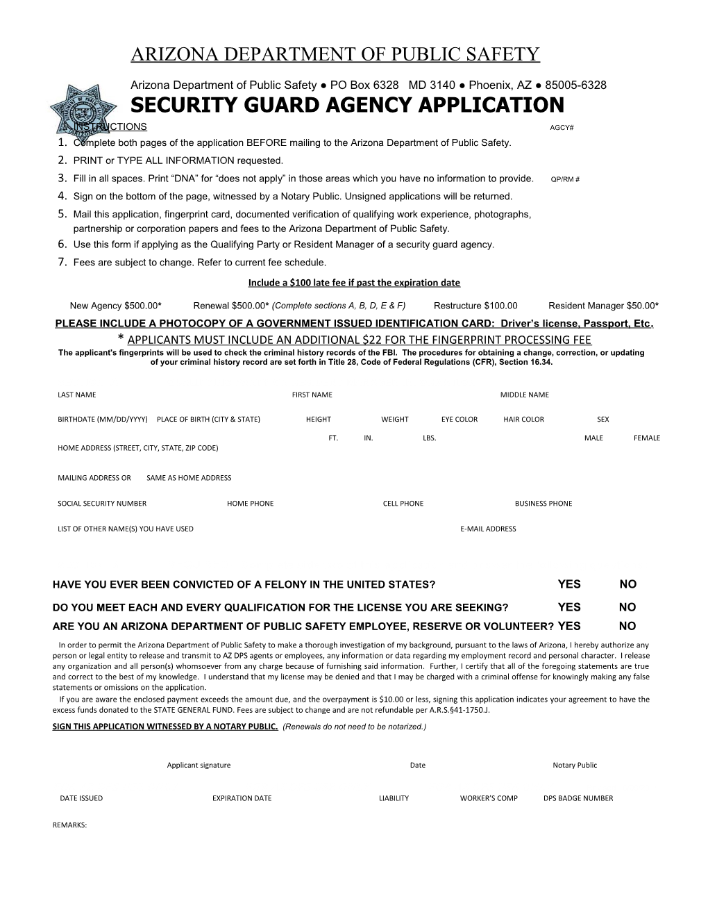 Security Guard Agency Application
