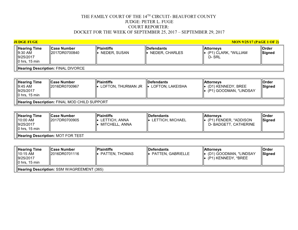 Judge Fuge Mon 9/25/17 (Page 1 of 2)
