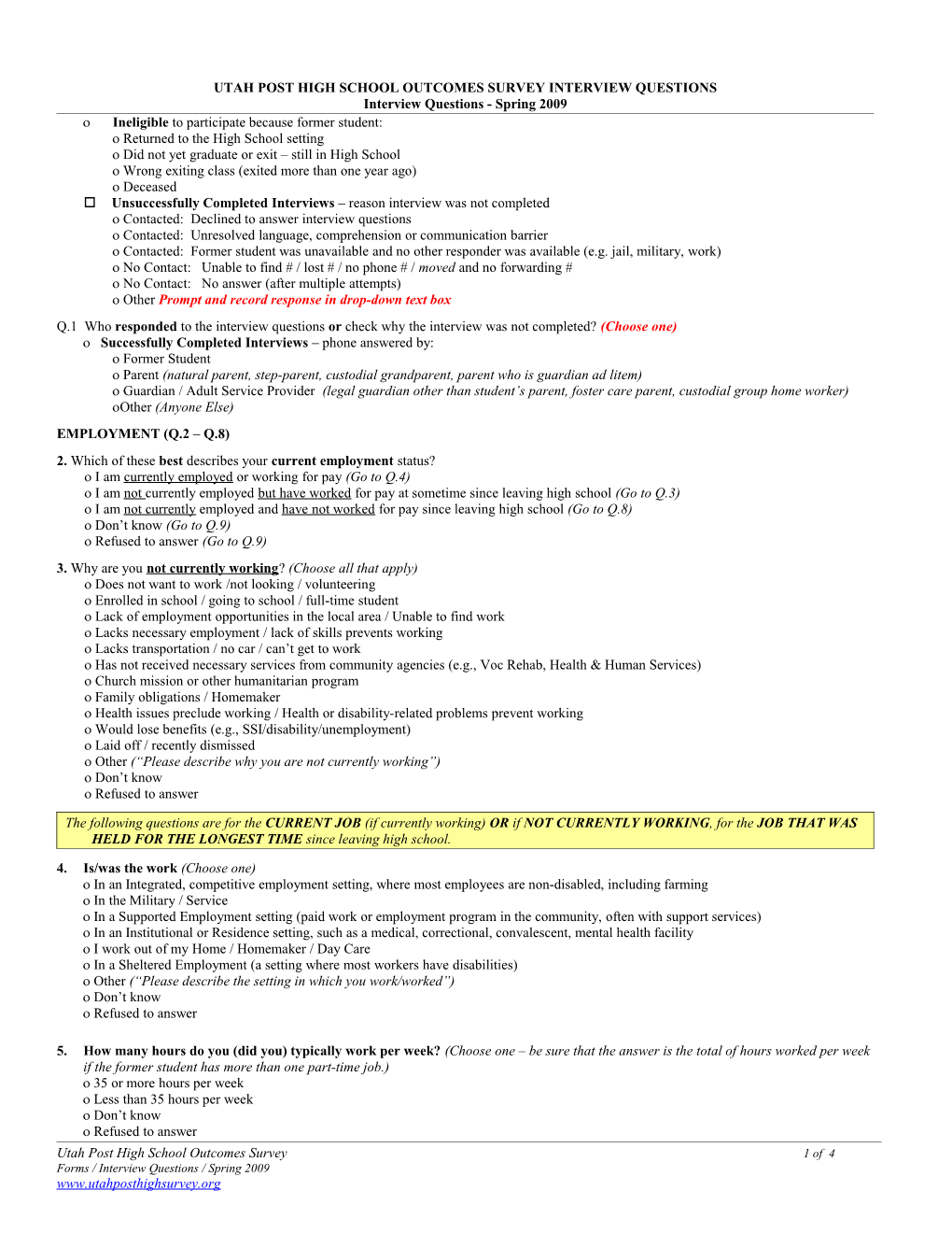 11/11/05 Draft Proposal for Changing Questions to Work with Exit Interview