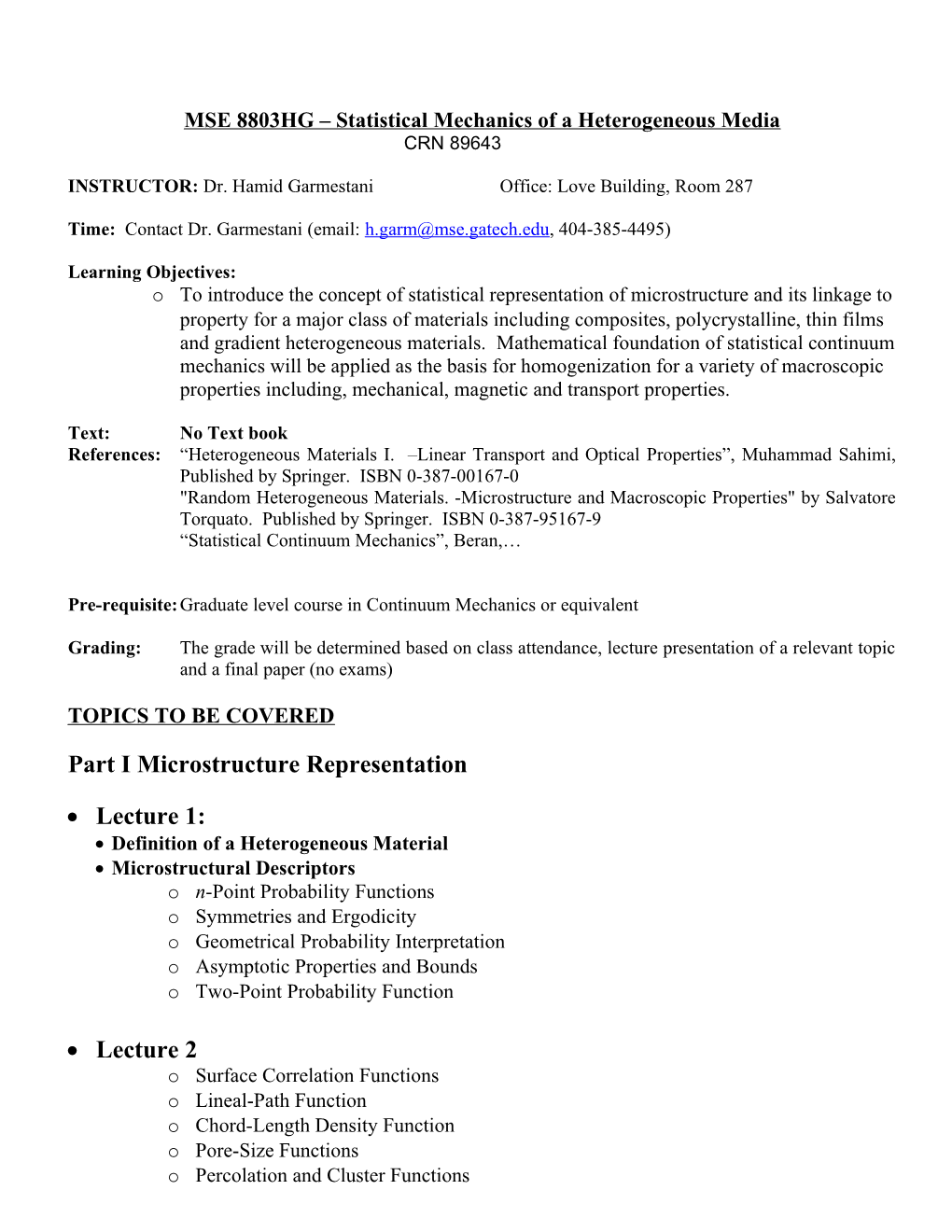 Mse 3005 - Mechanical Behavior of Materials