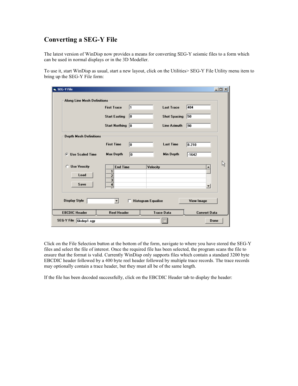 Converting a SEG-Y File