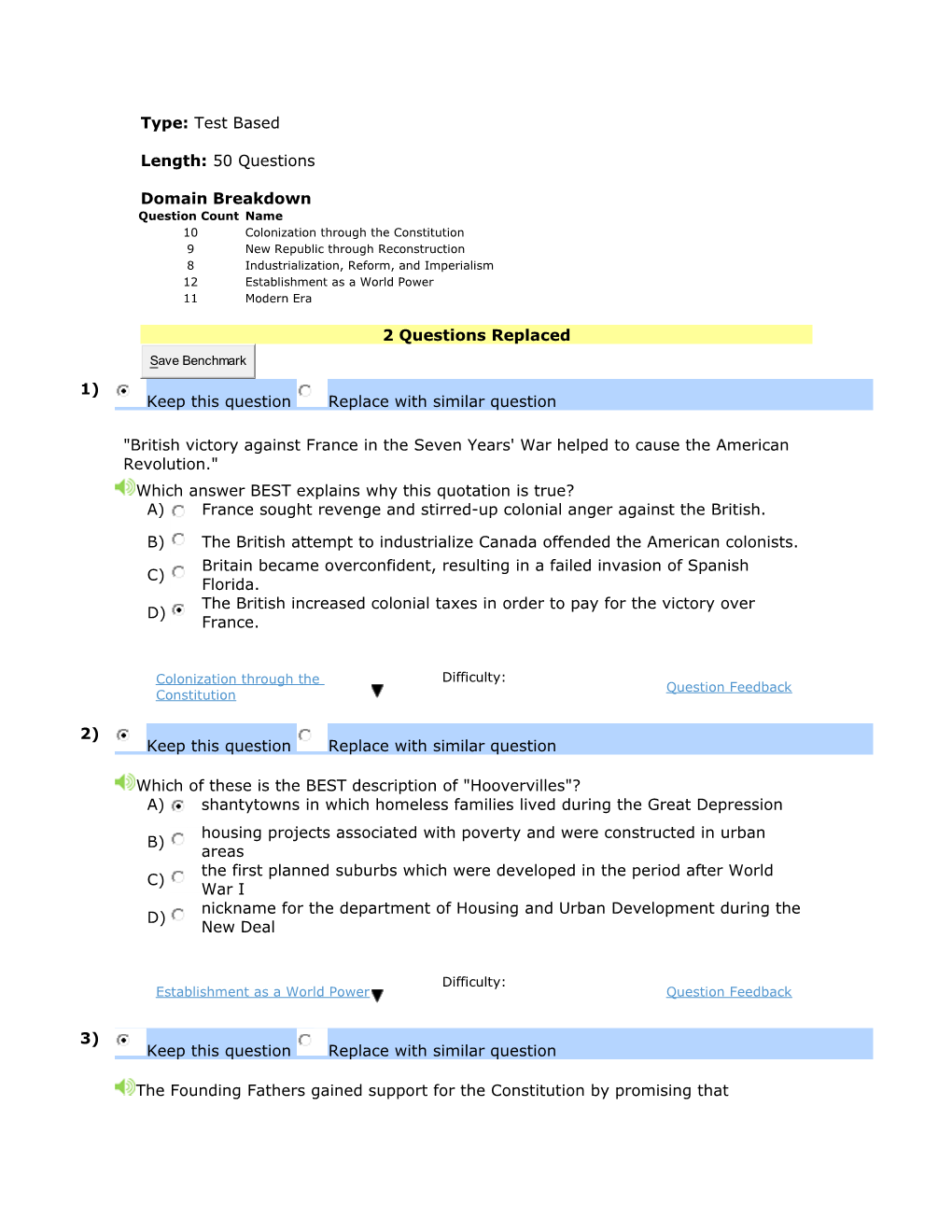 Type: Test Based Length: 50 Questions Domain Breakdown