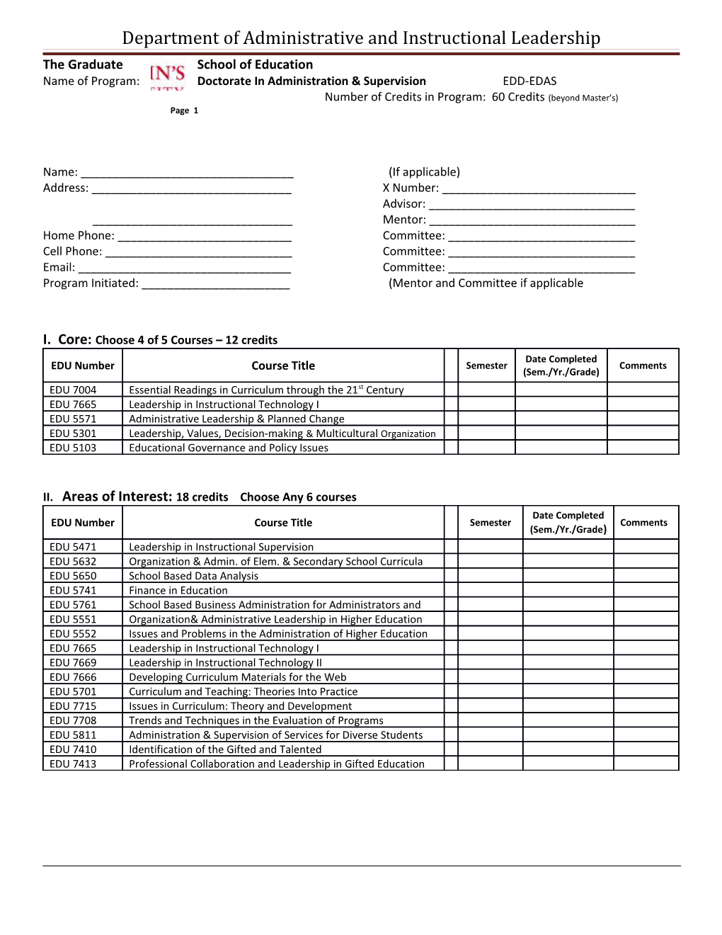 Department of Administrative and Instructional Leadership