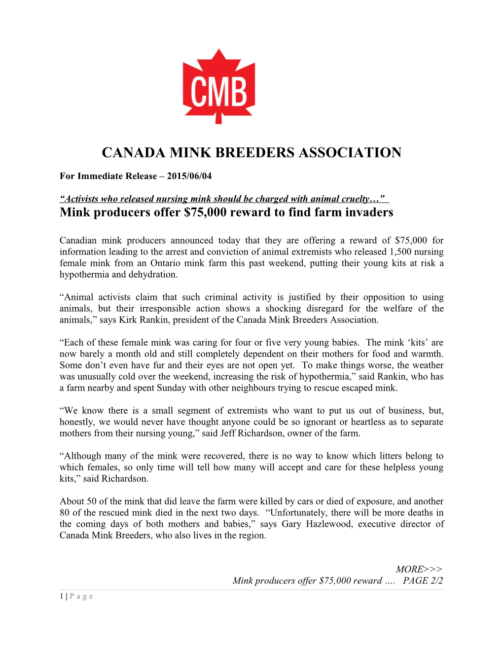 Canada Mink Breeders Association