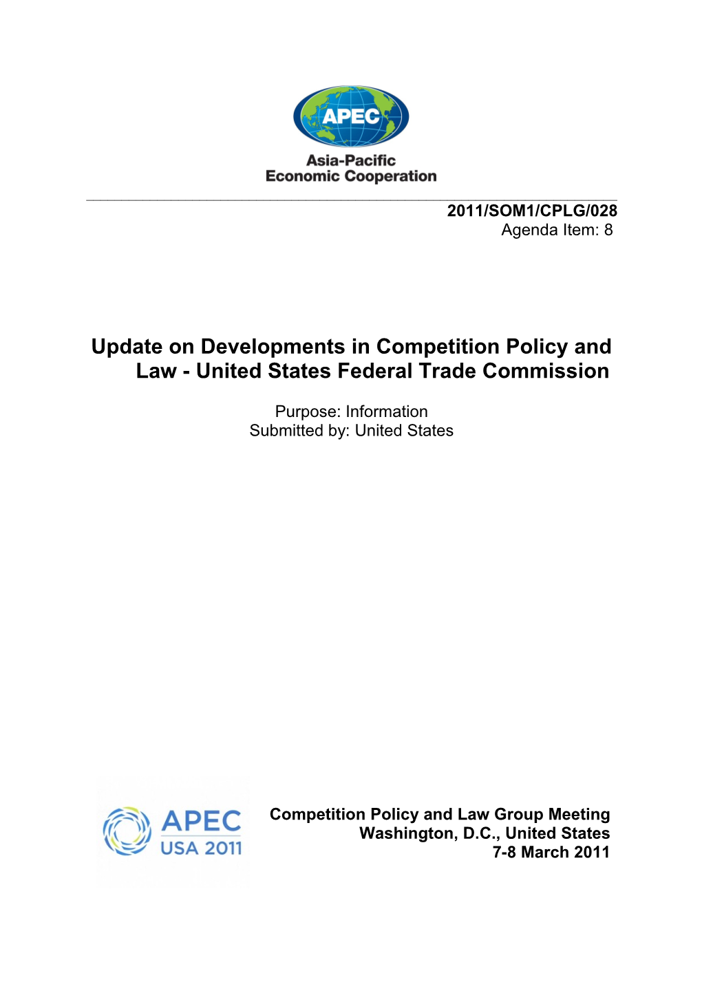 Update on Developments in Competition Policy and Law - United States Federal Trade Commission