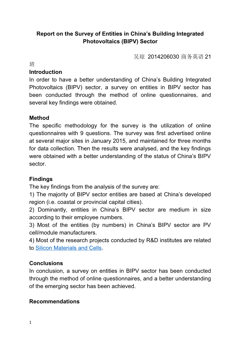 Report on the Survey of Entities in China S Building Integrated Photovoltaics (BIPV) Sector