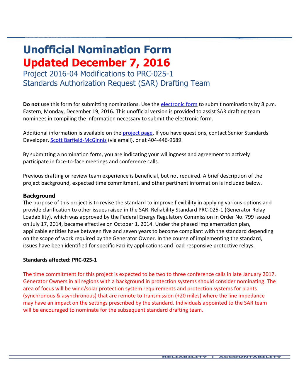 Project 2016-04 SAR SDT Unofficial Nomination Form