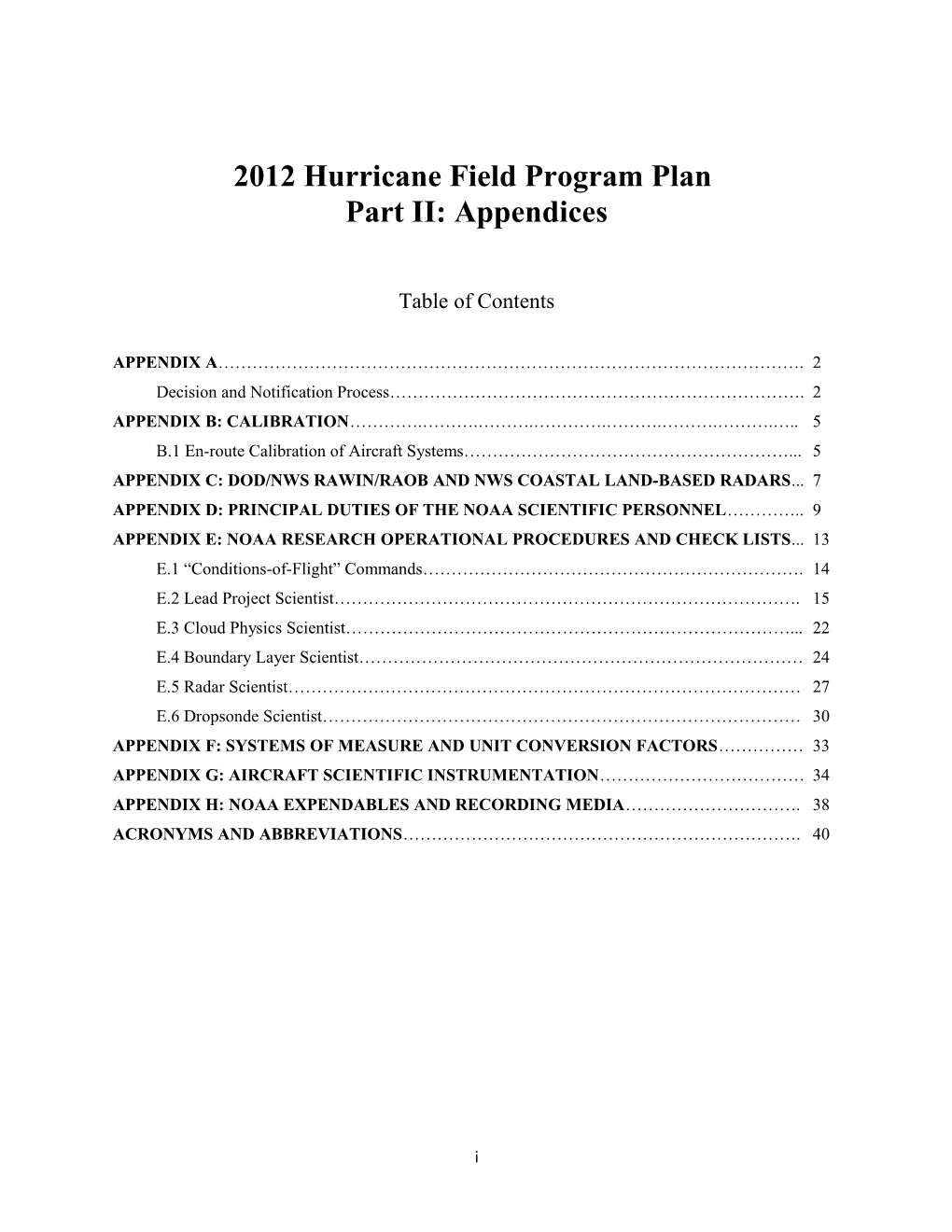 2012Hurricane Field Program Plan