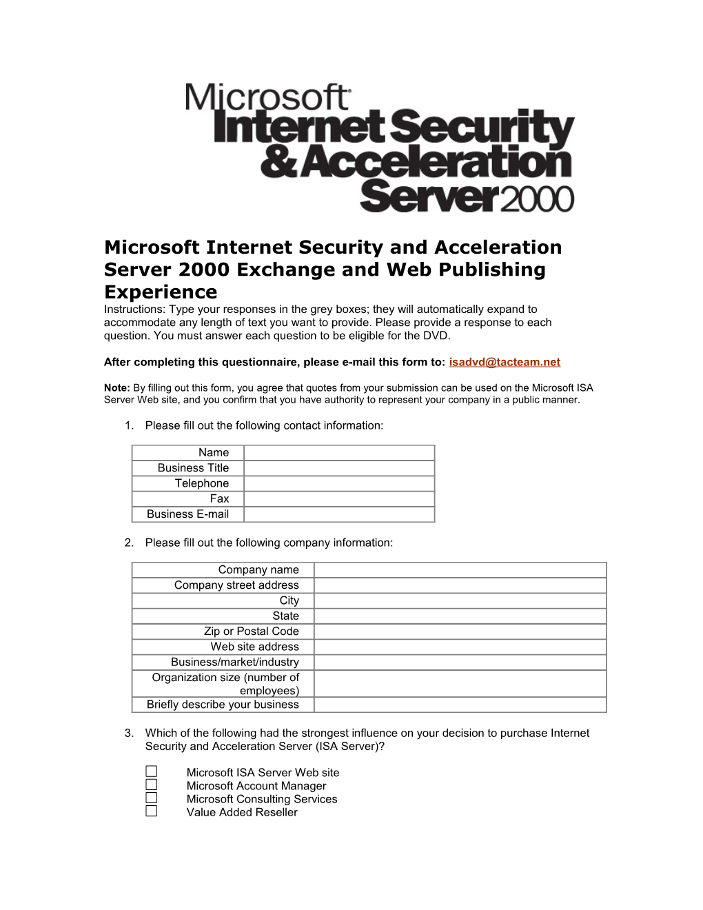 Microsoft Internet Security and Acceleration Server 2000Exchange and Web Publishing Experience