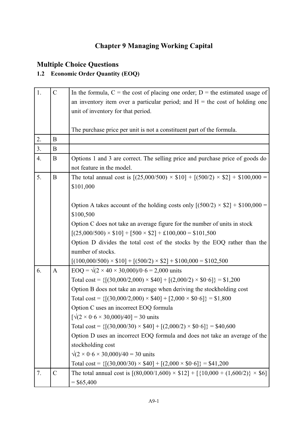 Chapter 8 Managing Working Capital