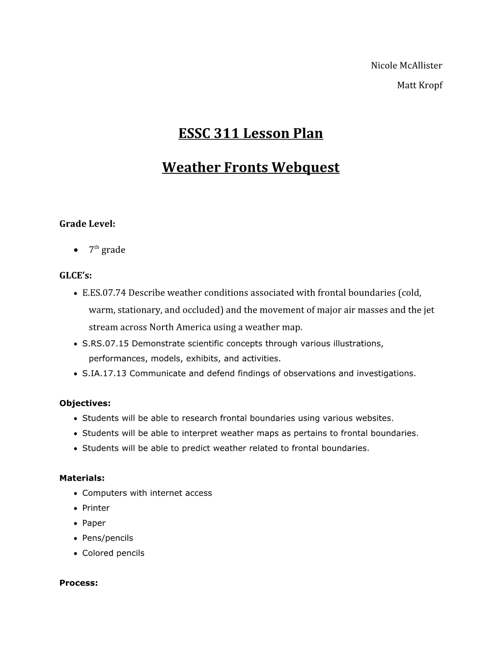 ESSC 311 Lesson Plan