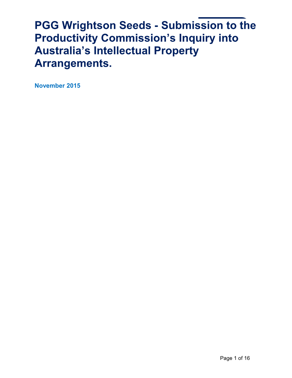 Submission 82 - PGG Wrightson Seeds (Australia) Ltd - Intellectual Property Arrangements