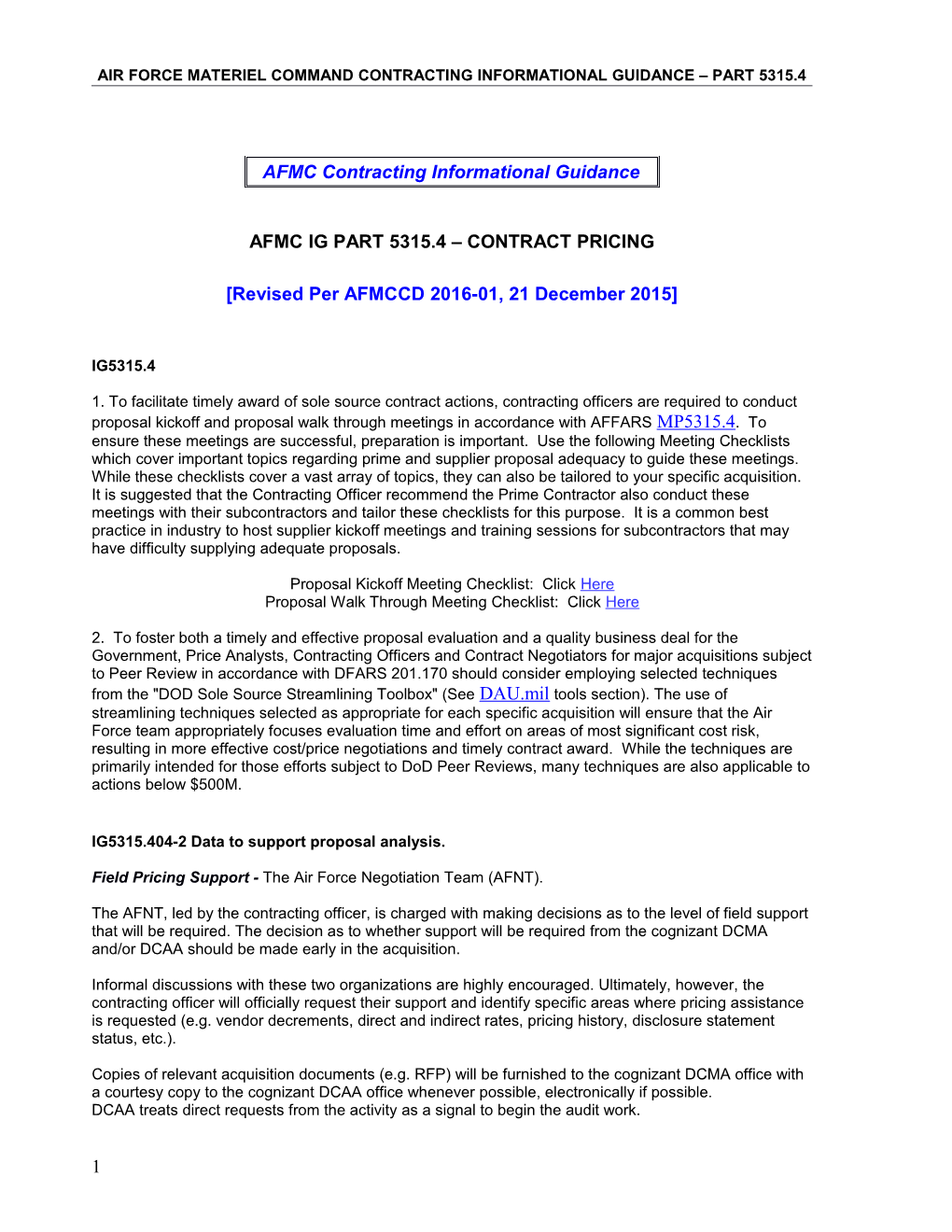 Air Force Materiel Command Informational Guidance Part 5315.4