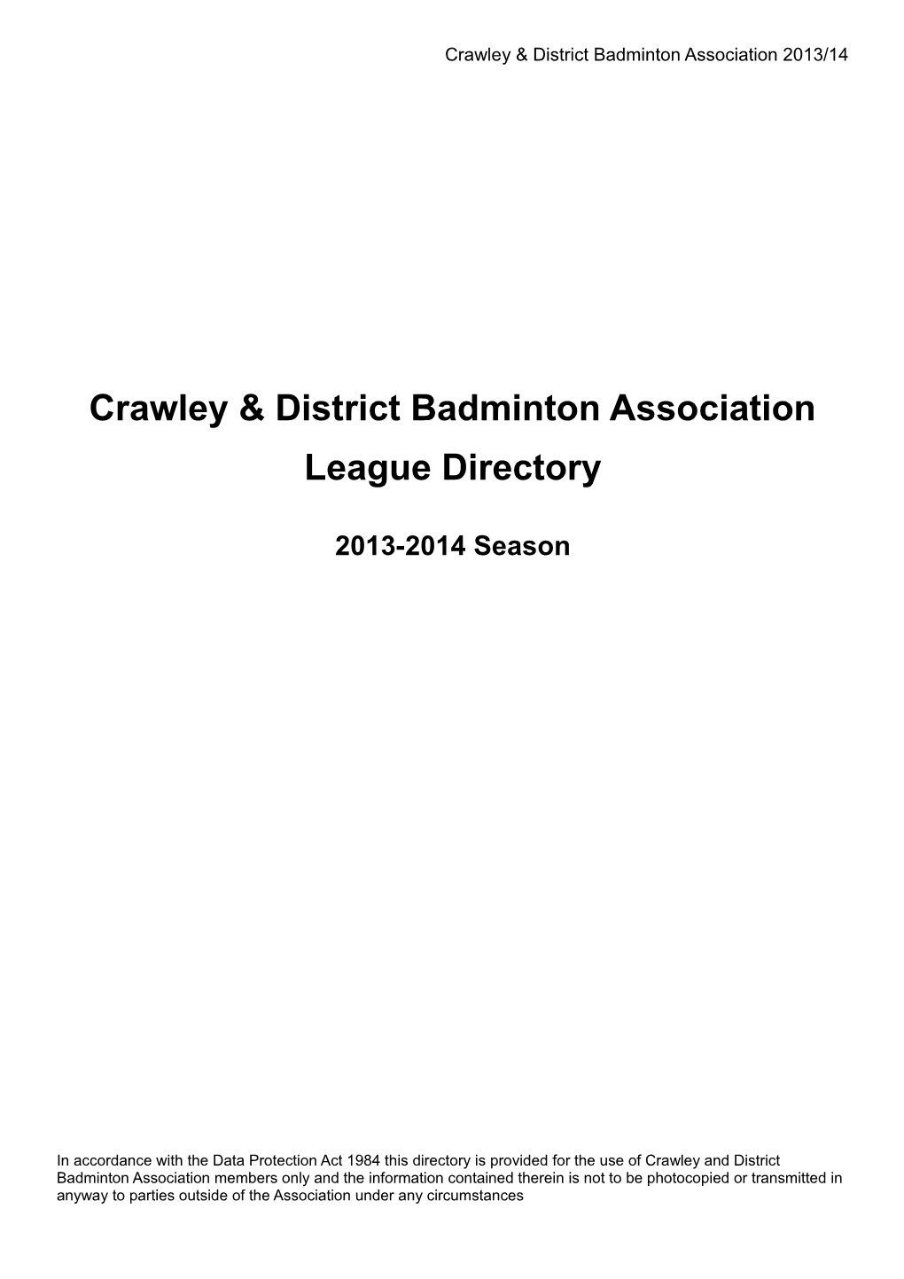 Crawley & District Badminton Association