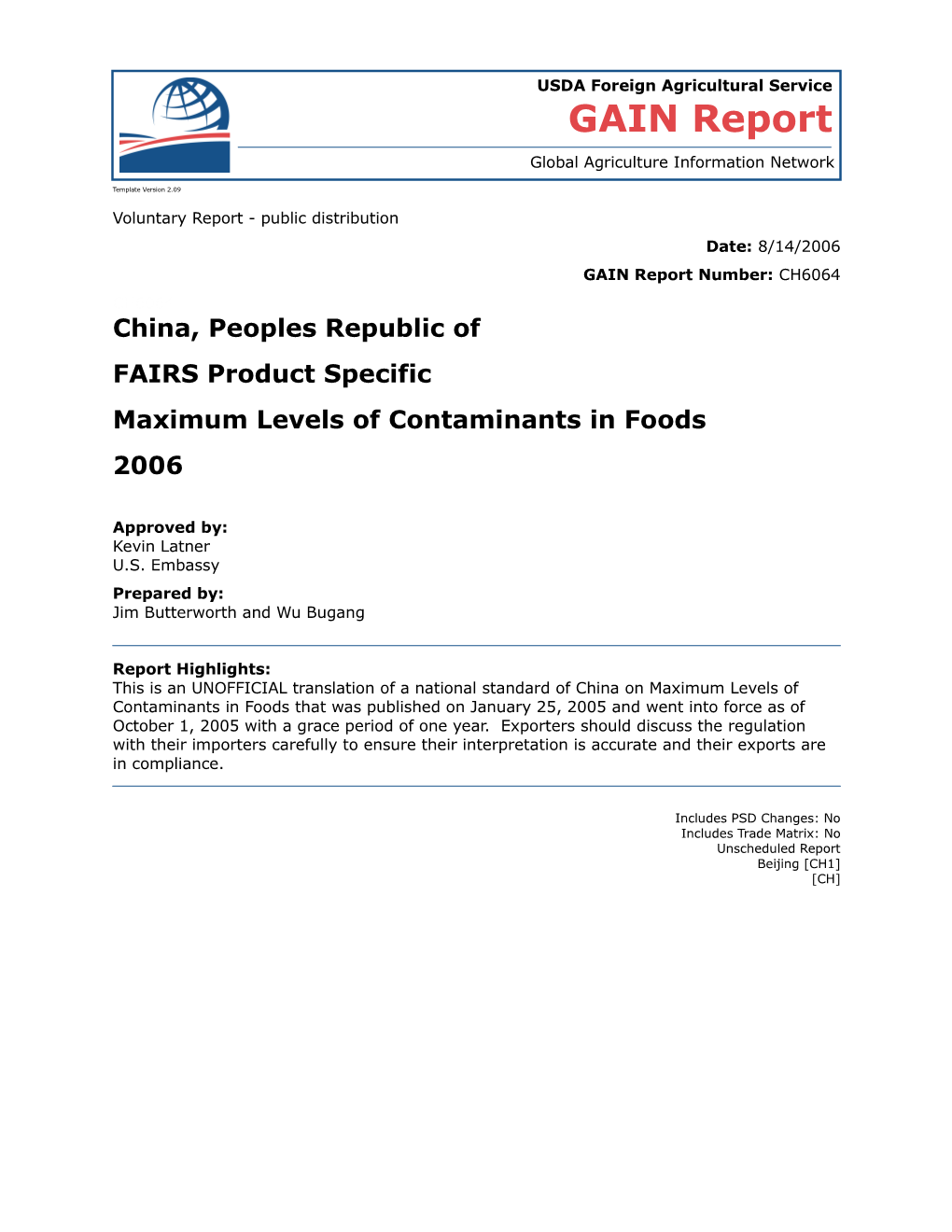 Contaminants in Foods