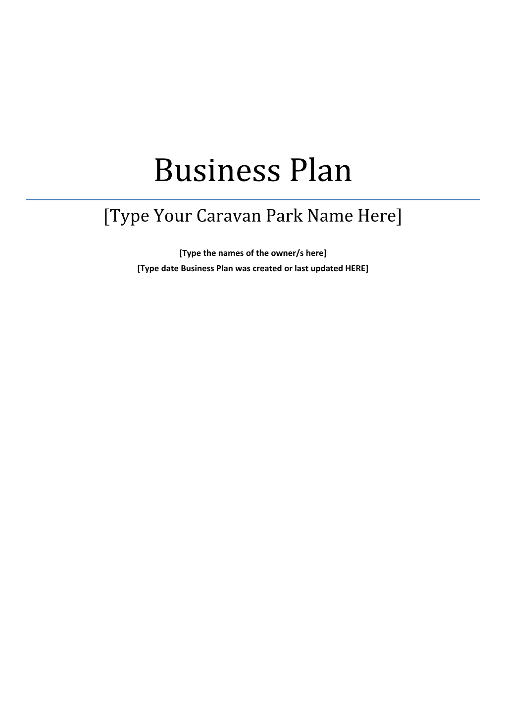 CRVA Business Plan Template Version BPT01
