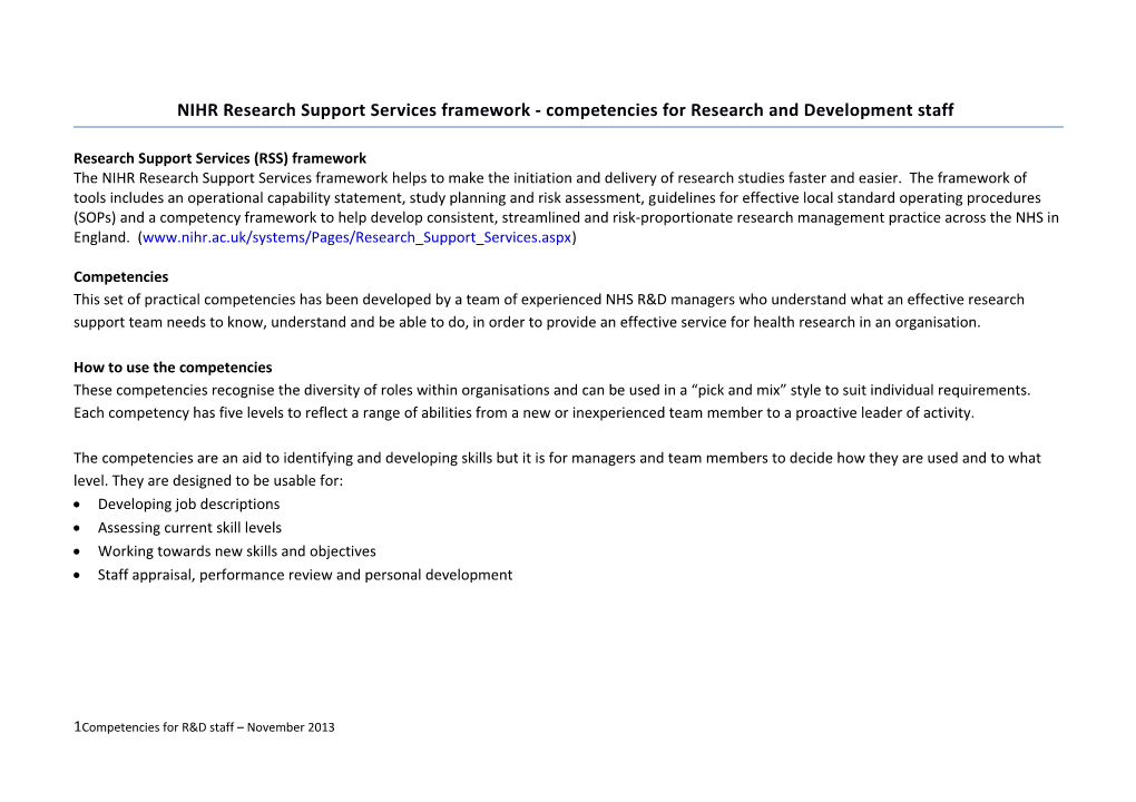 Competencies for R&D Staff