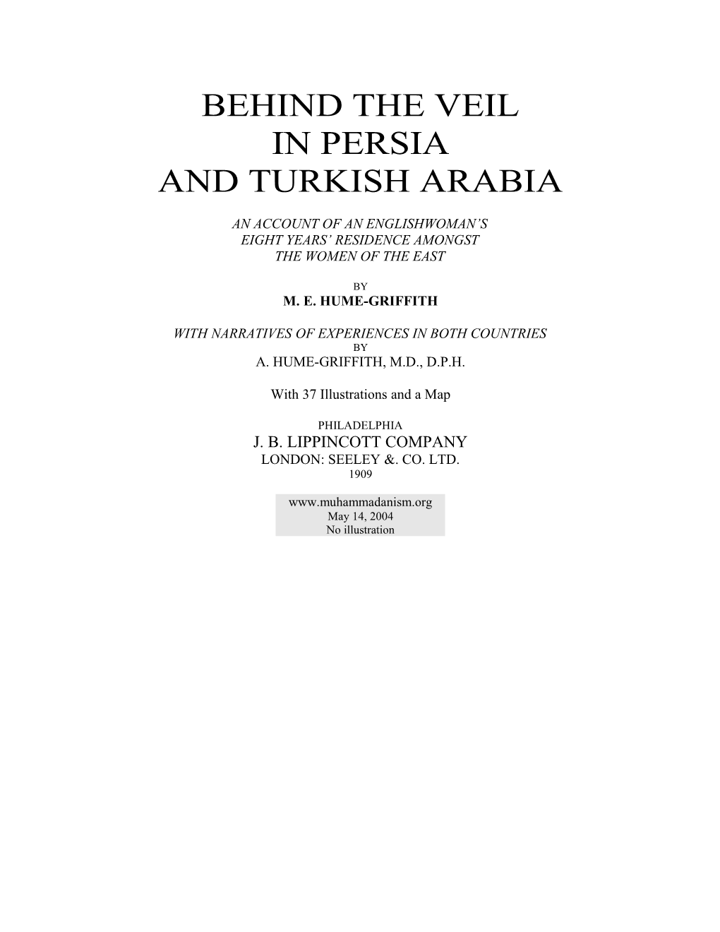 Behind the Veil in Persia and Turkish Arabia