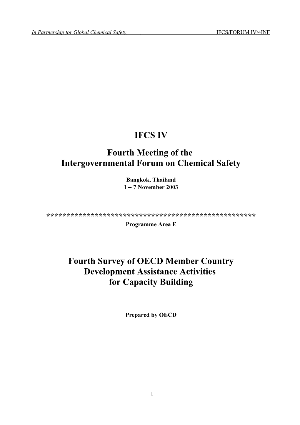 In Partnership for Global Chemical Safety IFCS/FORUM IV/4INF