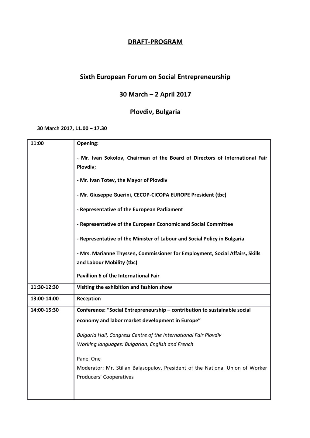 Sixth European Forum on Social Entrepreneurship