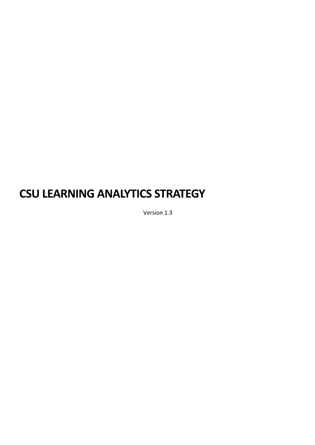 CSU Learning Analytics Strategy
