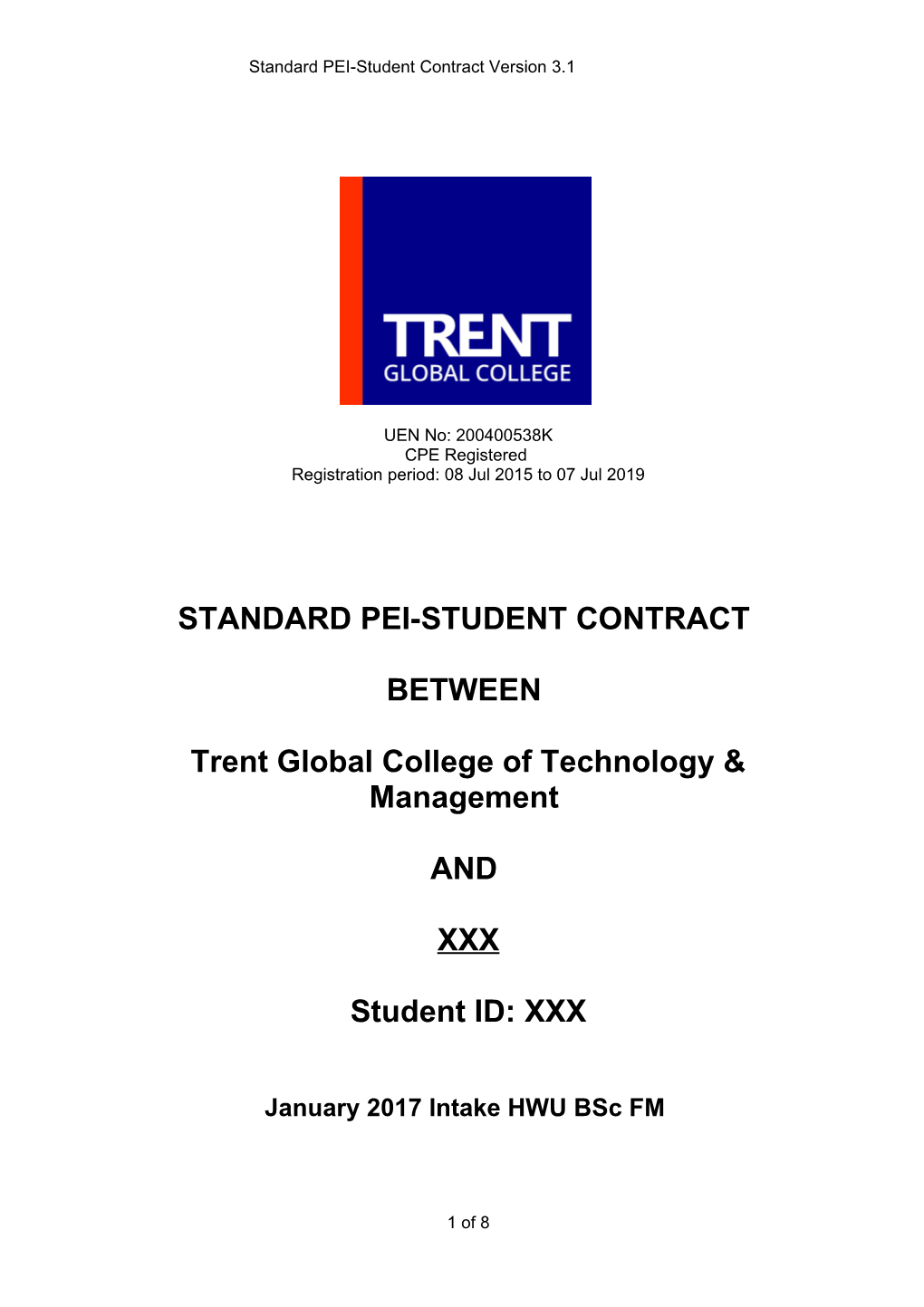 Standard PEI-Student Contract Version 3.1
