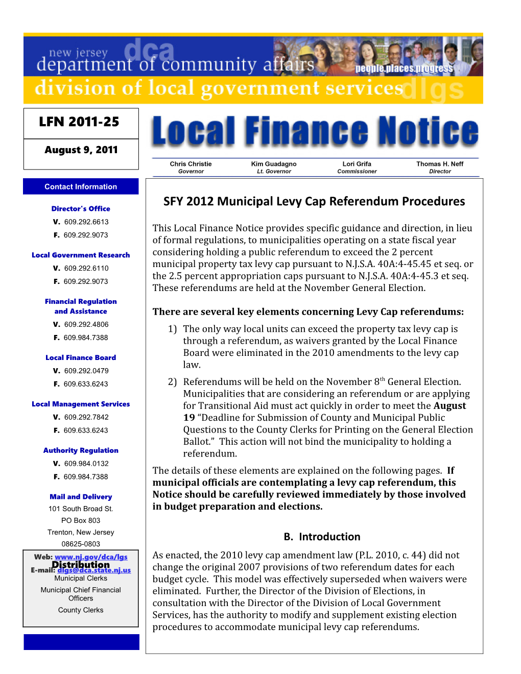 Local Finance Notice 2011-25August 9, 2011Page 1