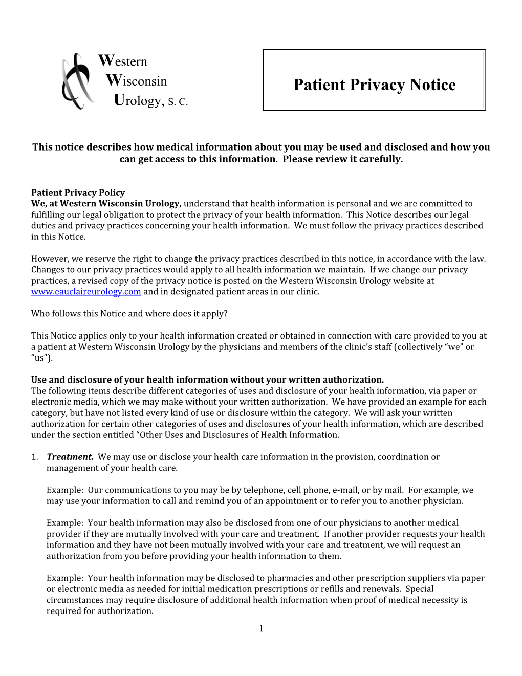 Notice of Provider Privacy Practices