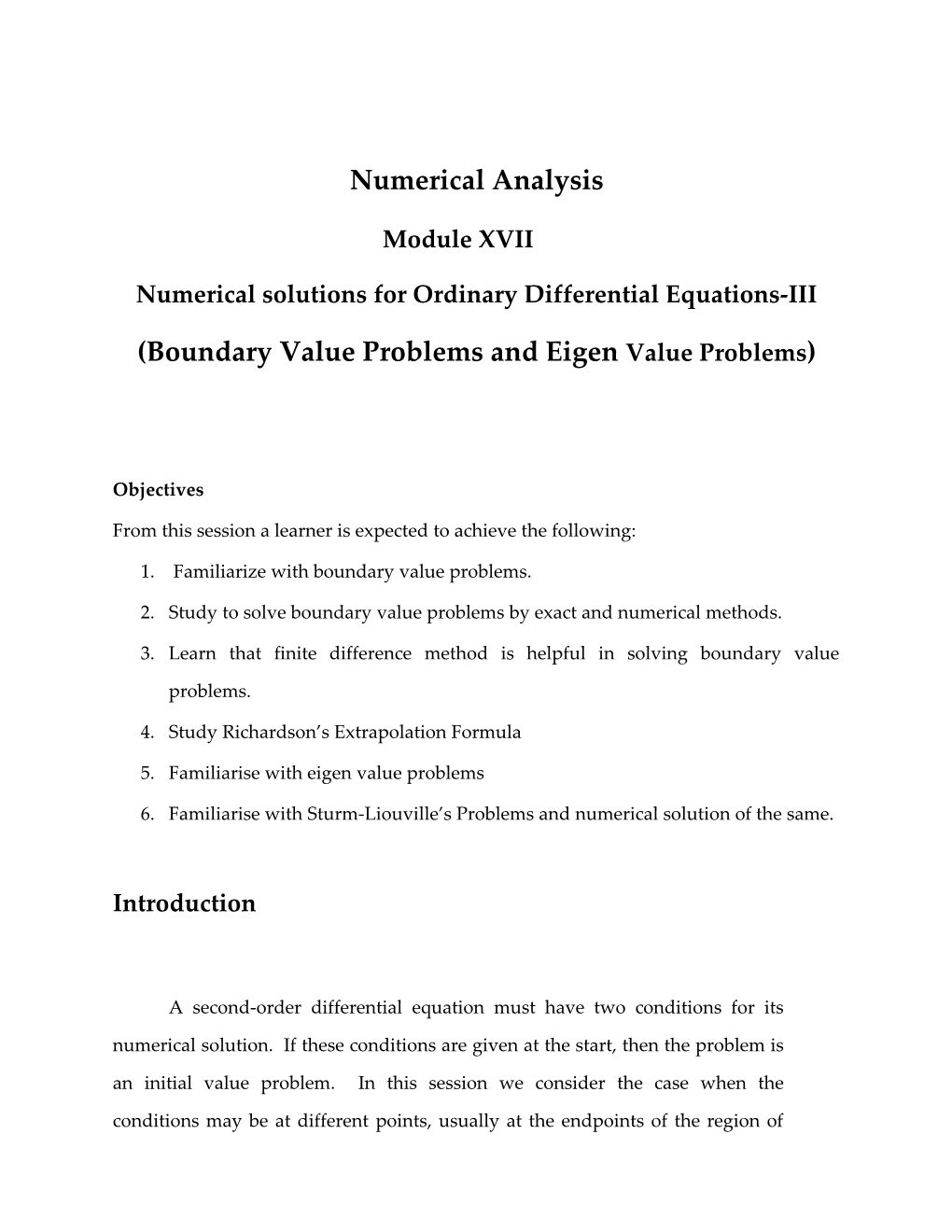 Numerical Solutions for Ordinary Differential Equations-III