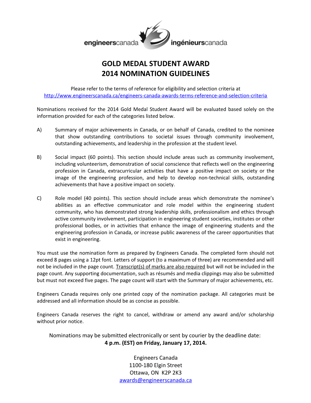 Gold Medal Student Award