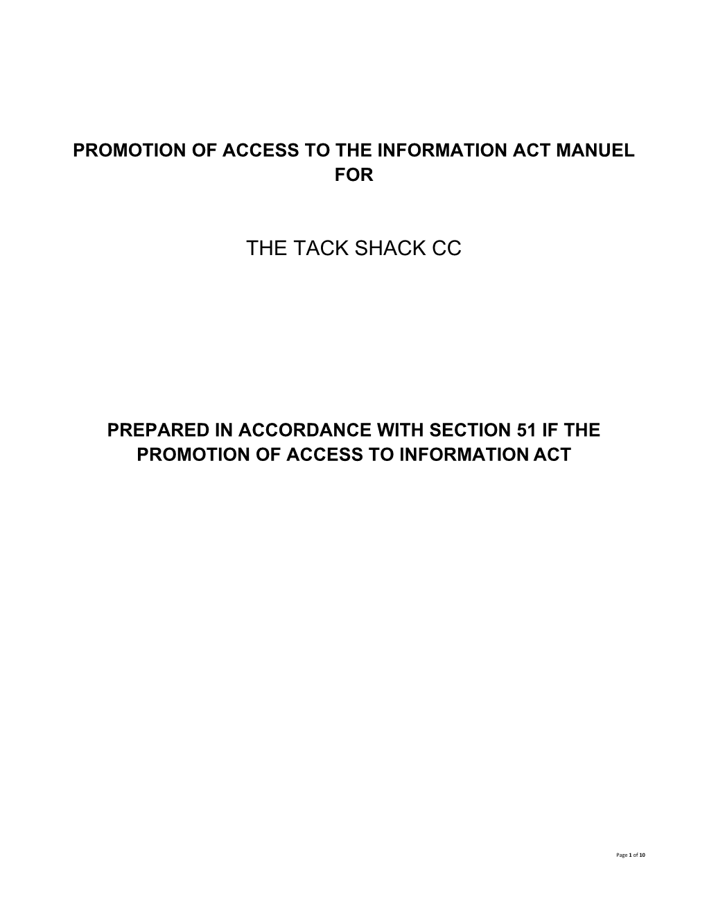 Promotion of Access to the Information Act Manuel For