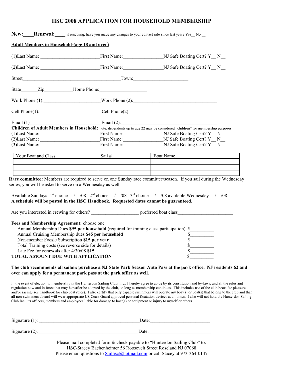 Hsc 2008 Application for Household Membership