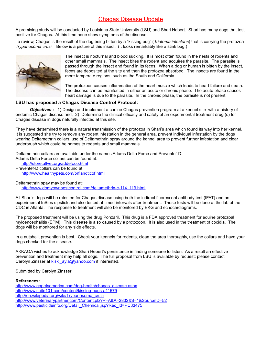 LSU Has Proposed a Chagas Disease Control Protocol