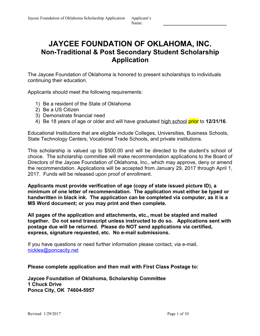 Jaycee Foundation of Oklahoma