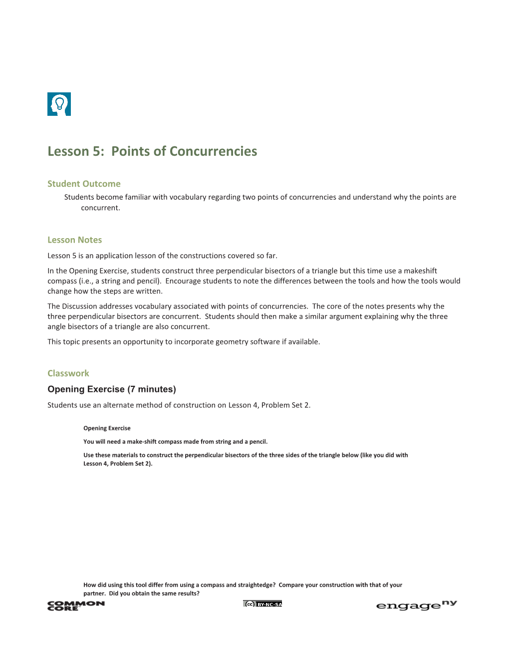 Lesson 5: Points of Concurrencies