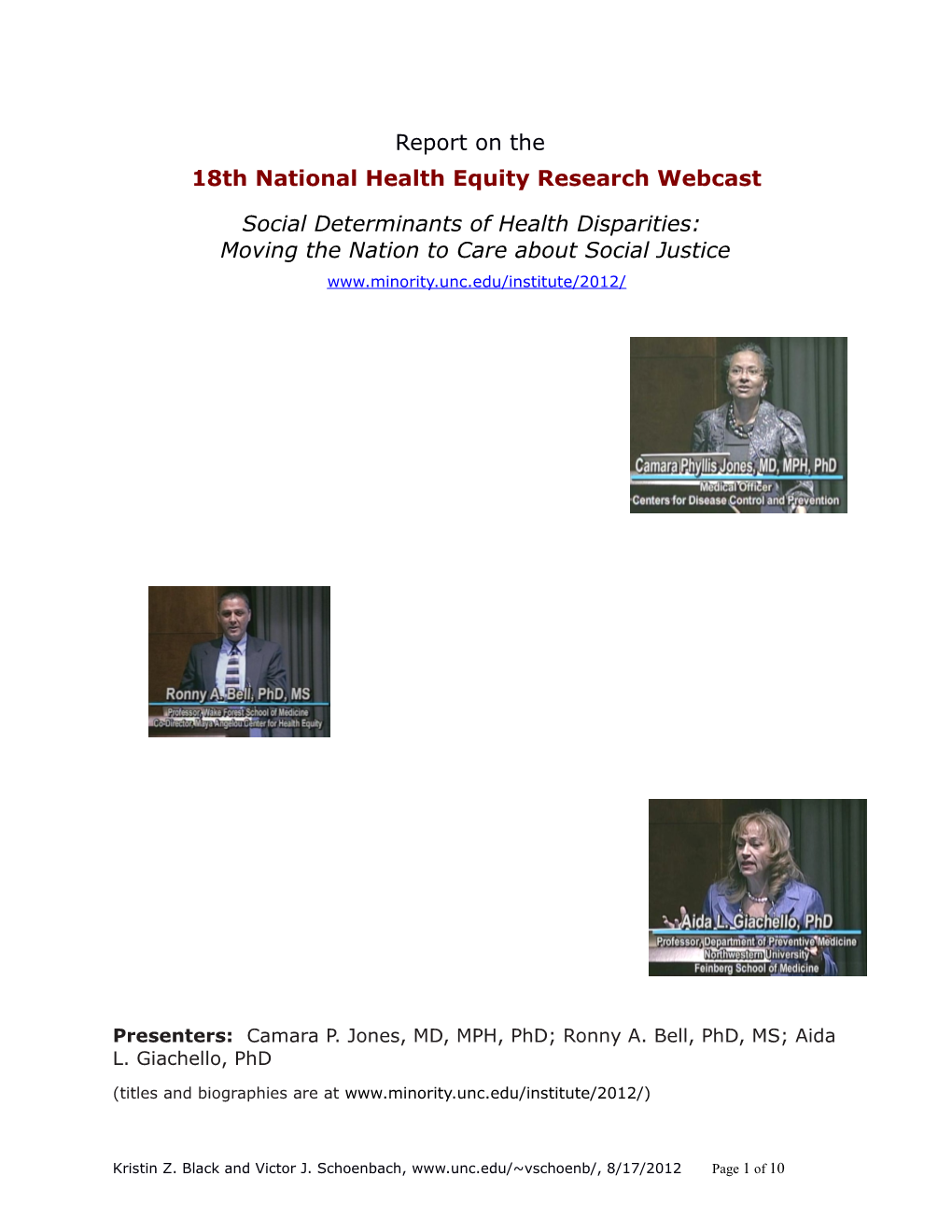18Th National Health Equity Research Webcast