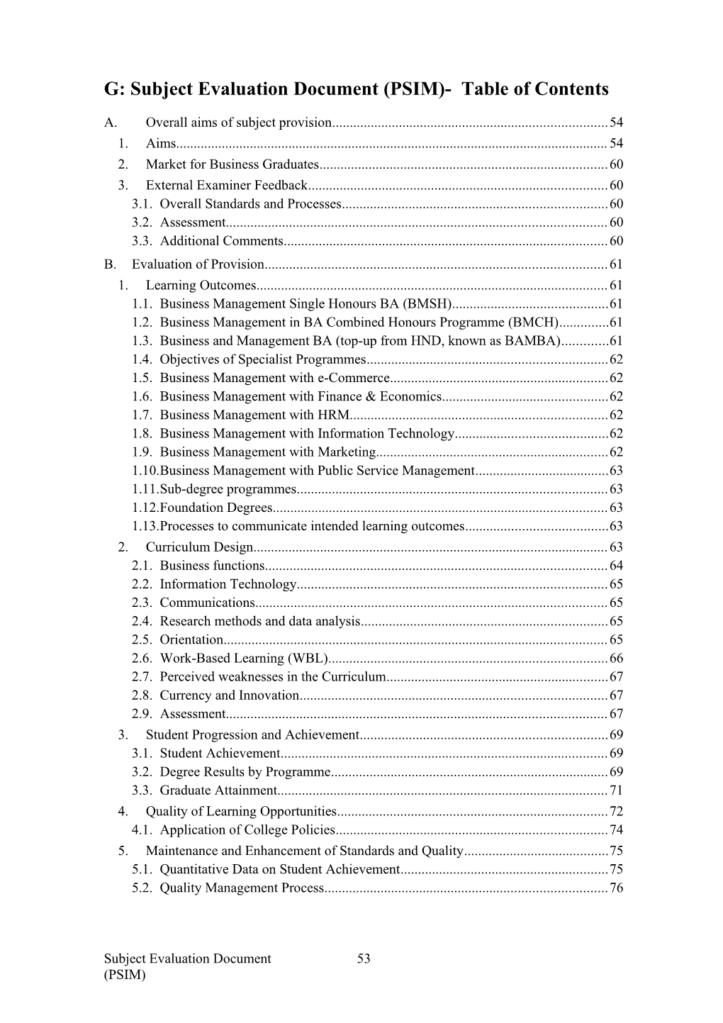 Subject Evaluation Document
