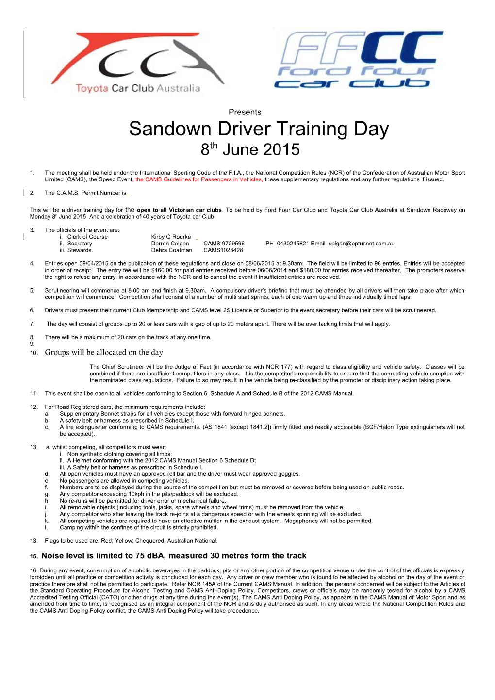 Sandown Driver Training Day