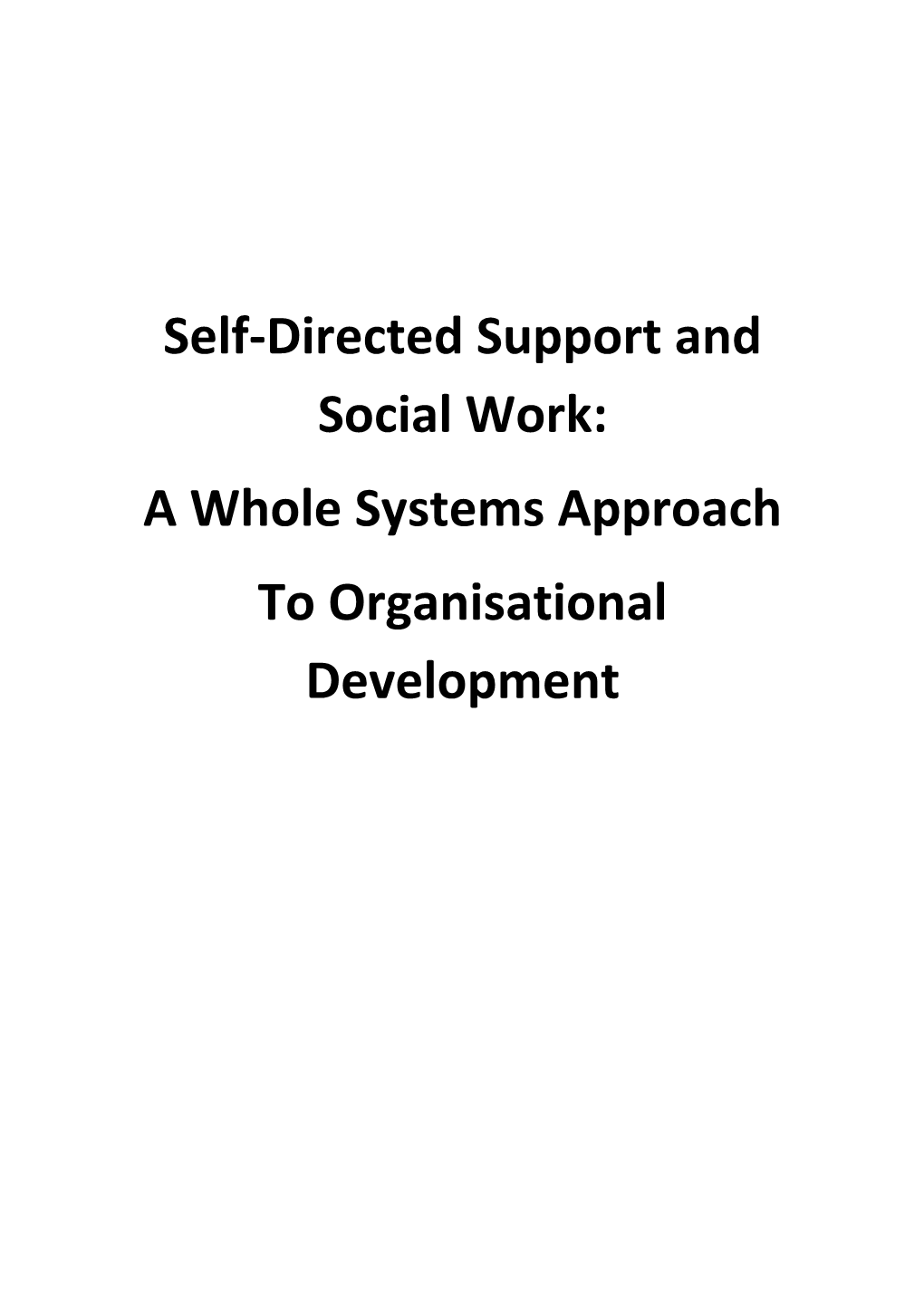 Self-Directed Support and Social Work
