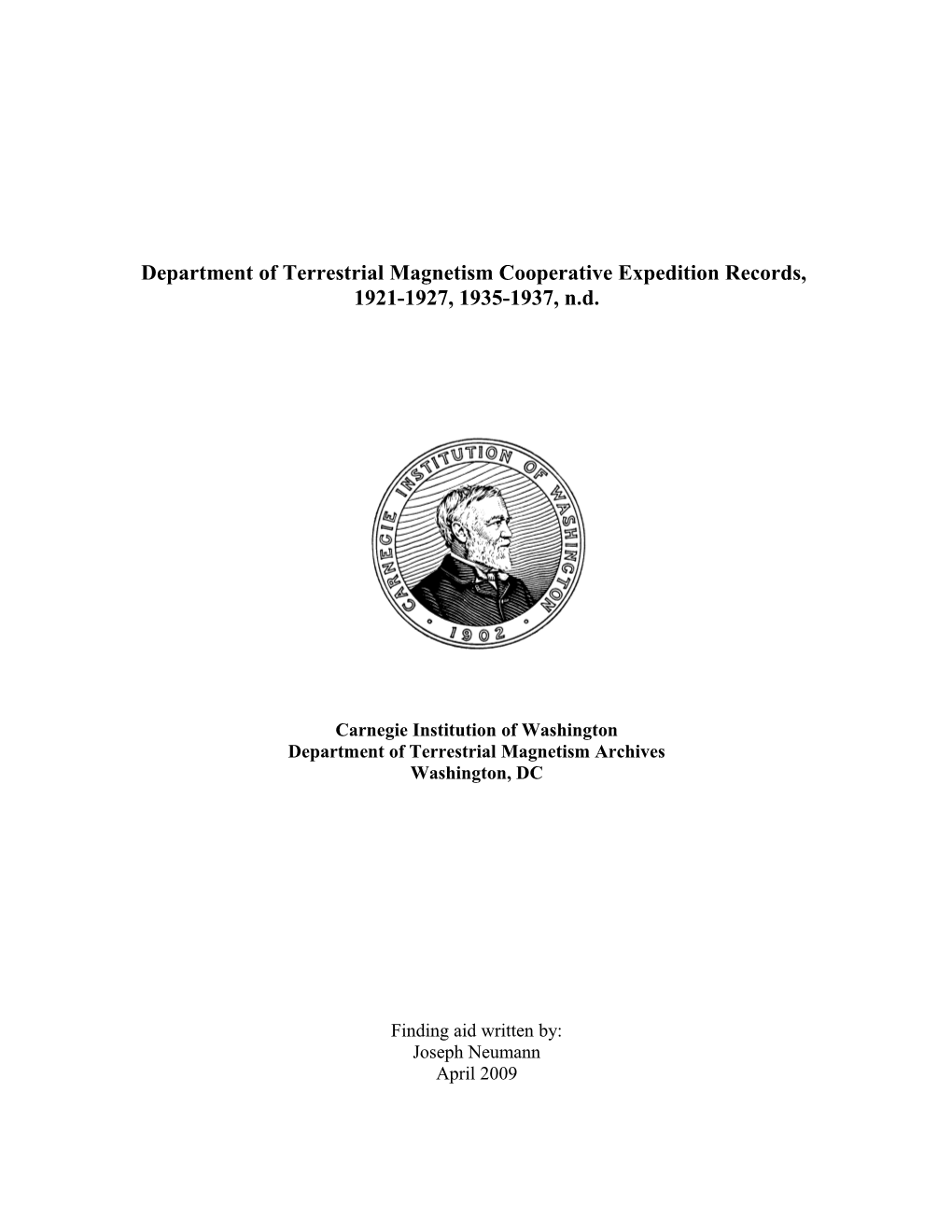 Department of Terrestrial Magnetism Cooperative Expedition Records