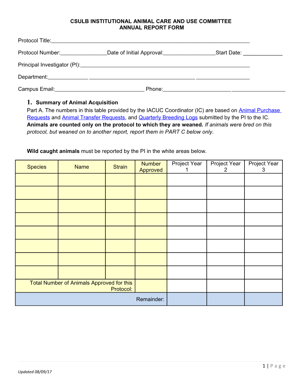CSULB IACUC Annual Report Form