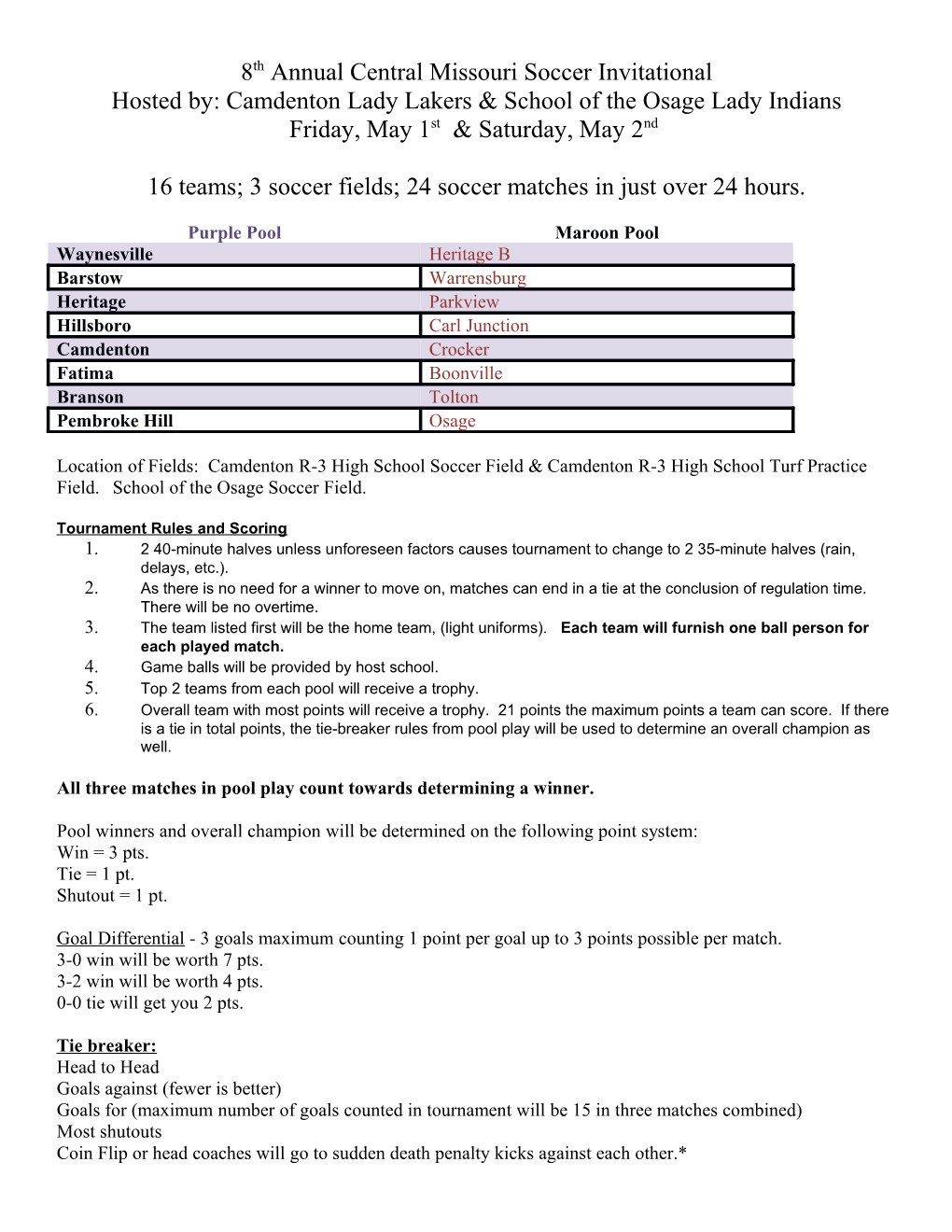 8Th Annual Central Missouri Soccer Invitational