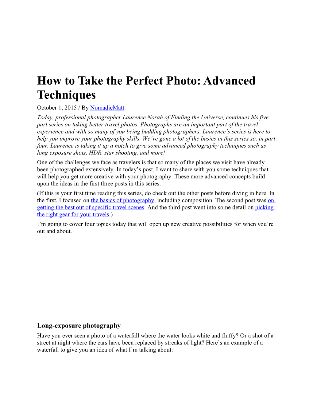 How to Take the Perfect Photo: Advanced Techniques