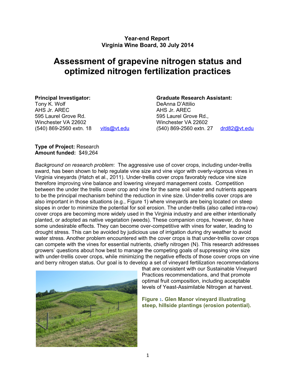 Assessment of Grapevine Nitrogen Status and Optimized Nitrogen Fertilization Practices