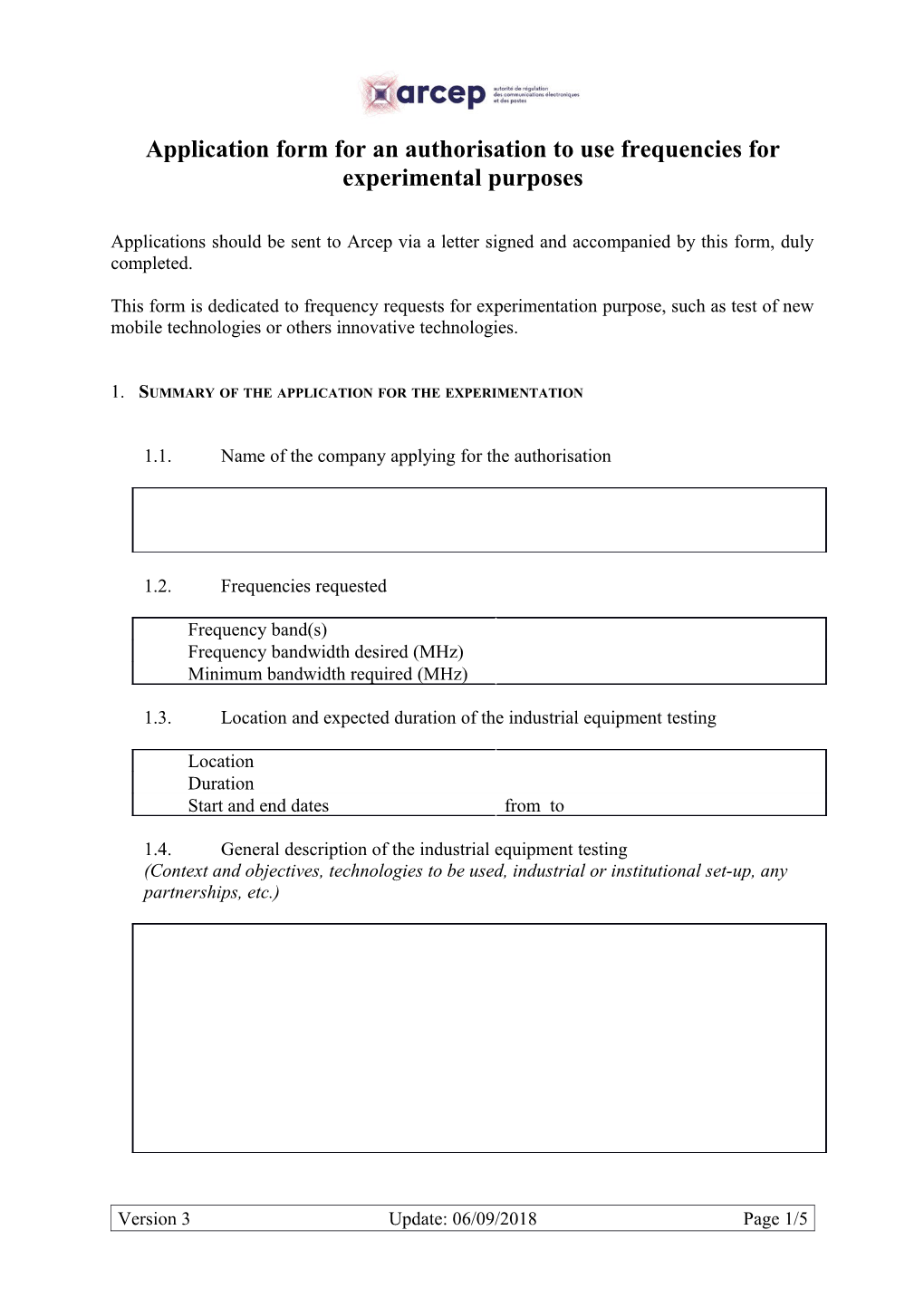 Demande D Autorisation Temporaire D Utilisation De Fréquences