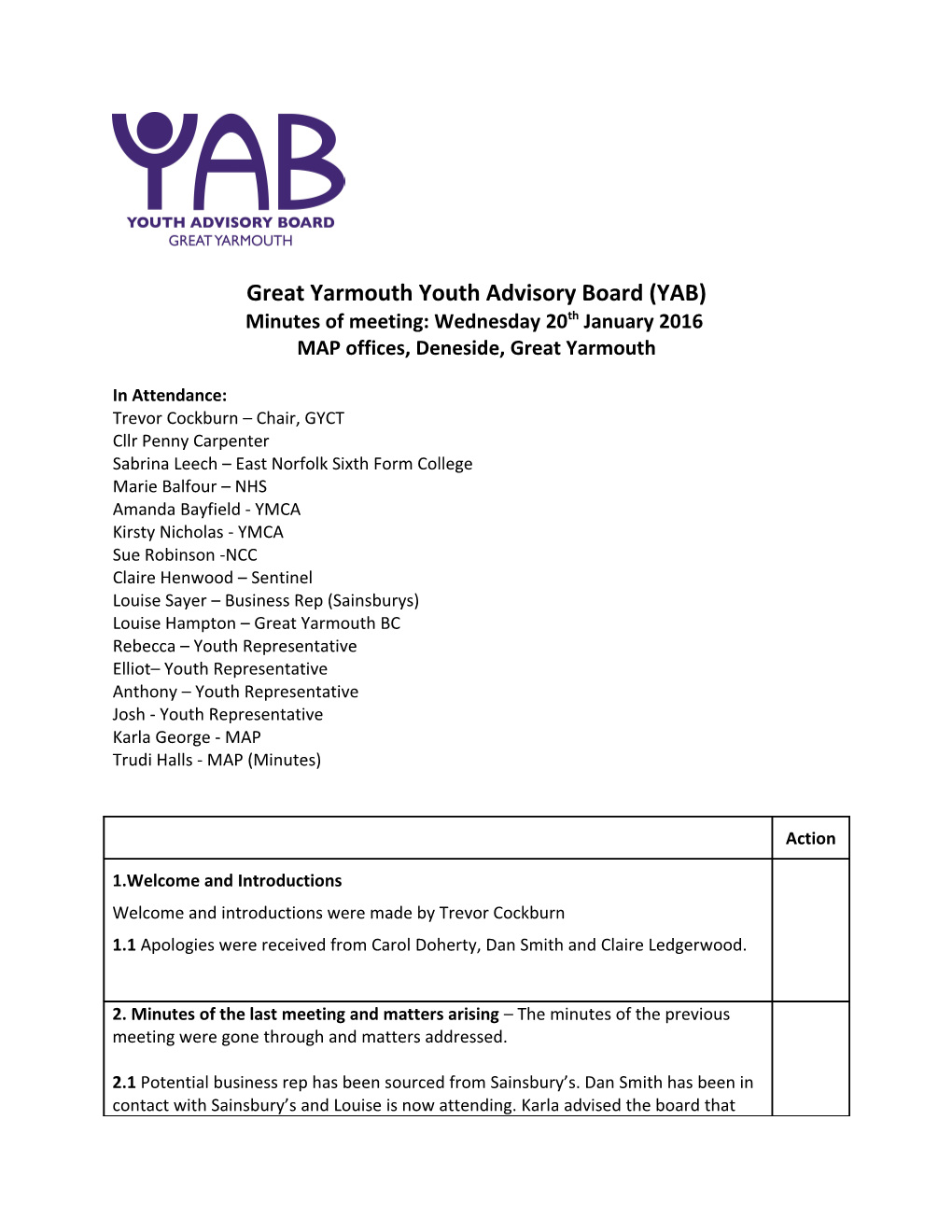 Great Yarmouth Youth Advisory Board (YAB)