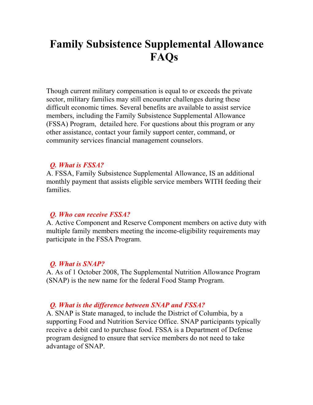 Family Subsistence Supplemental Allowance Faqs