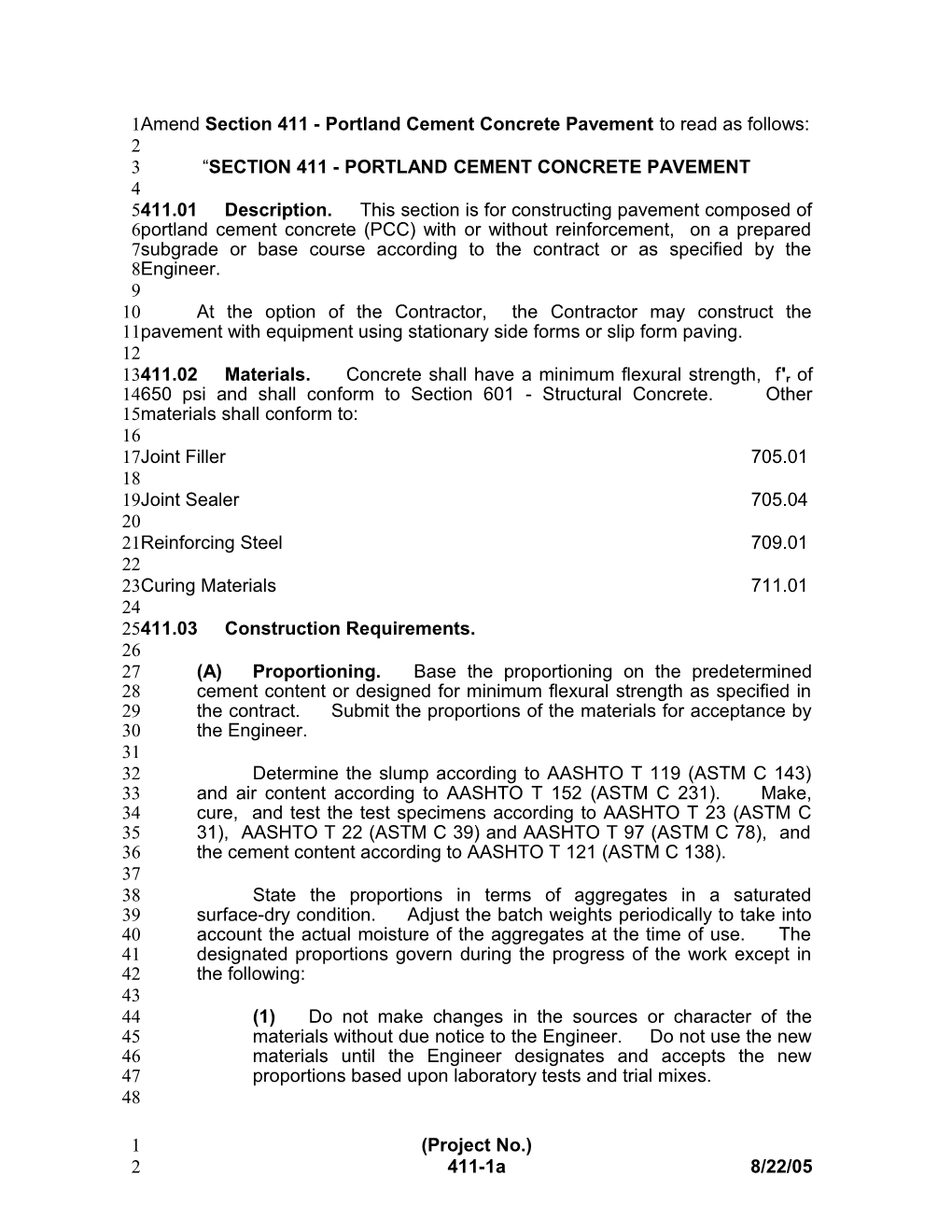 411A96m. Portland Cement Concrete Pavement