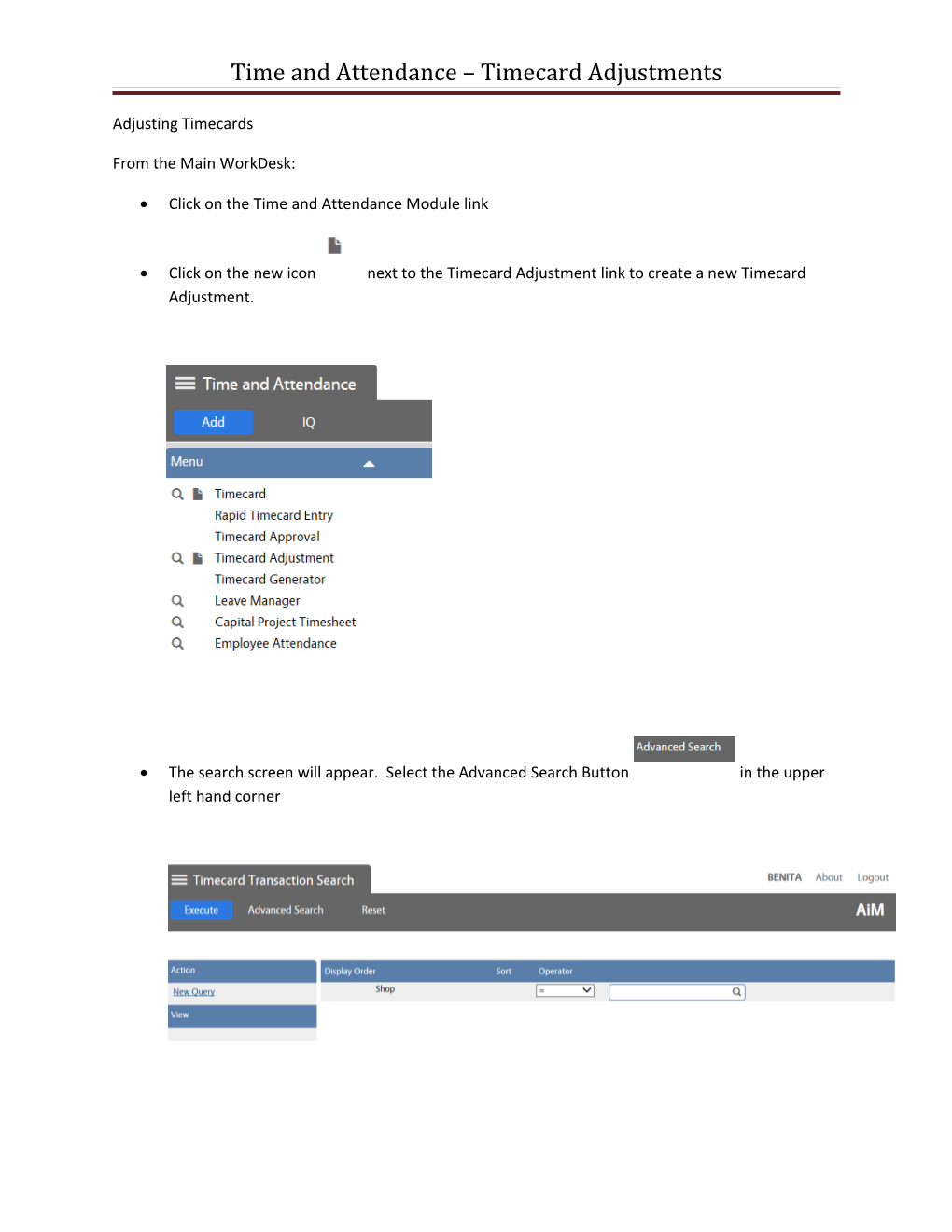 Time and Attendance Timecard Adjustments